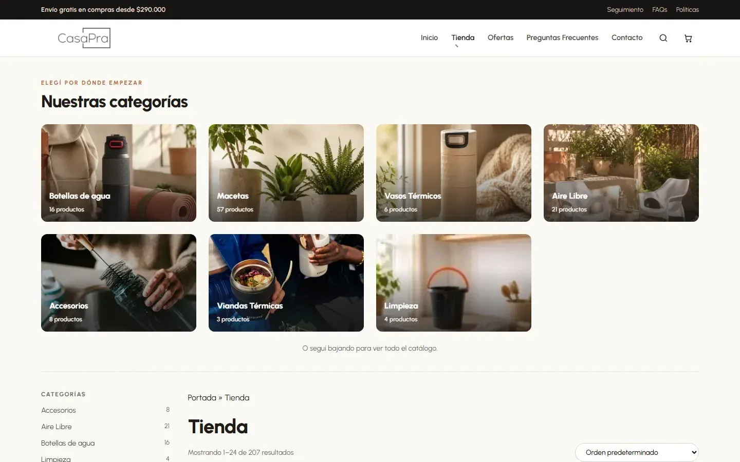 Tienda online de CasaPra con su catálogo multimarcas.