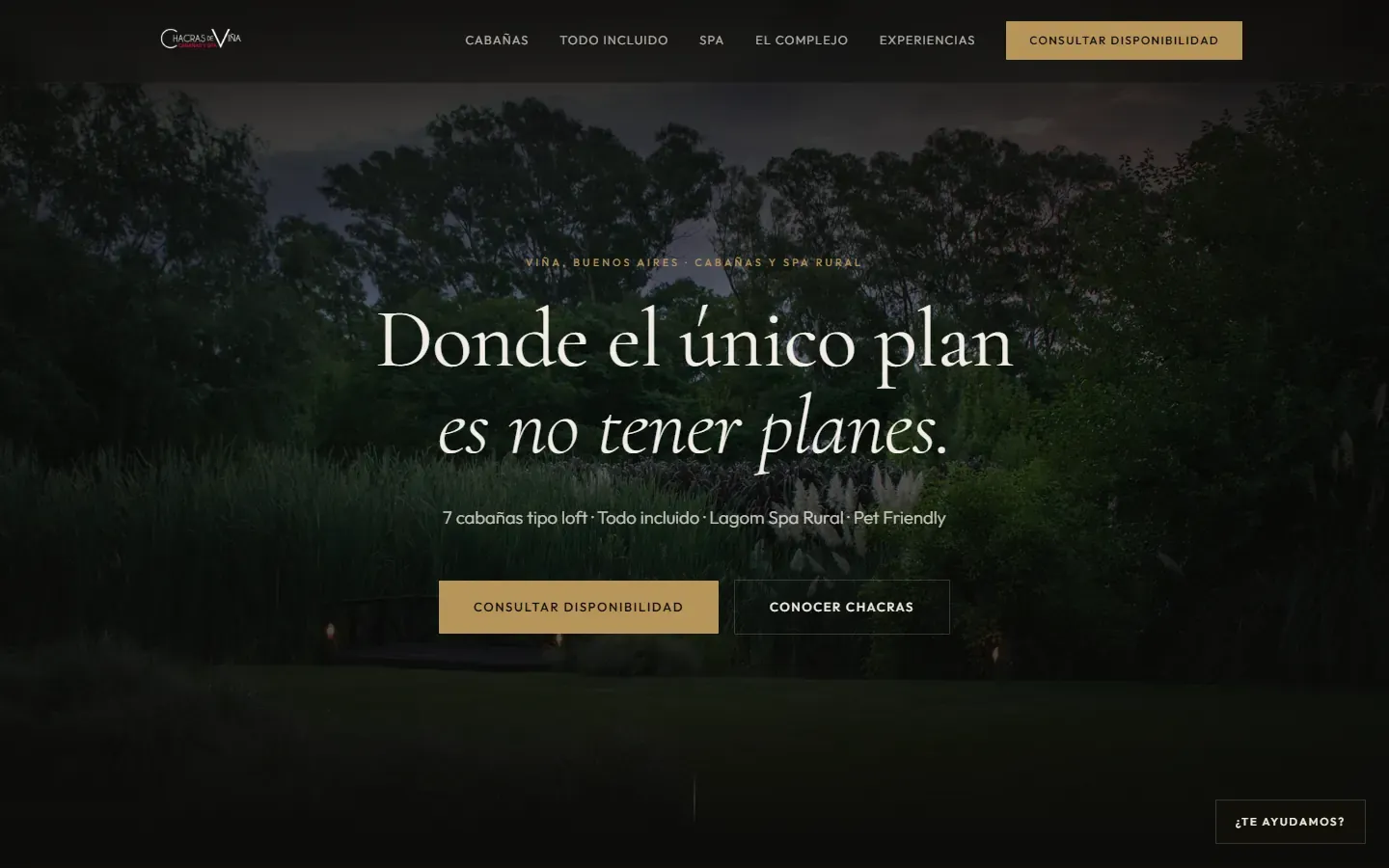 Inicio de Chacras de Viña con el acceso para consultar disponibilidad.