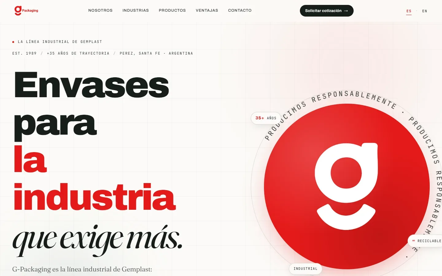 Portada de G-Packaging con su nueva identidad para envases industriales.