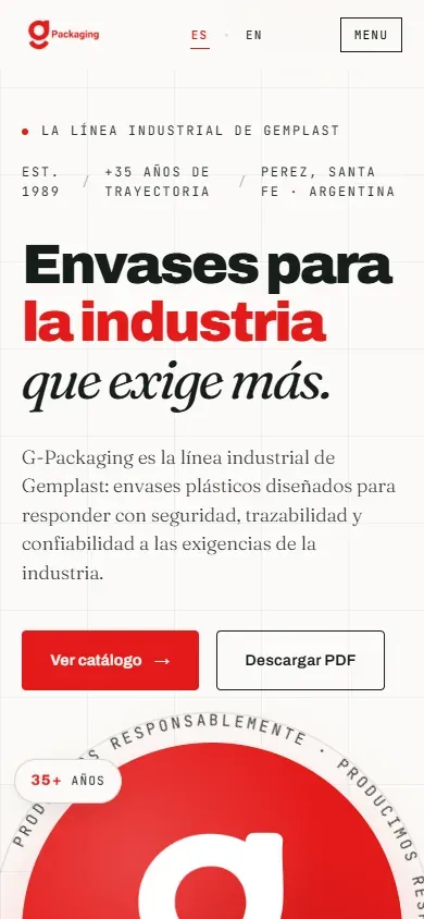 Portada de G-Packaging adaptada a un teléfono.
