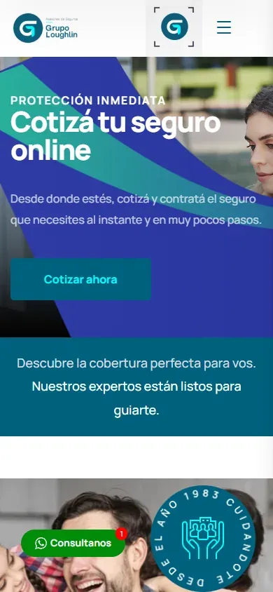 Sitio de Grupo Loughlin en móvil.
