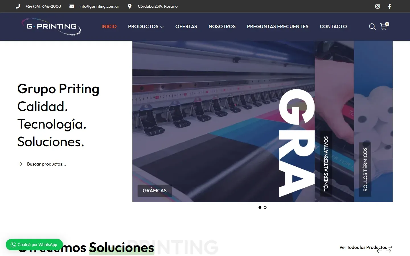 Inicio de Grupo Printing con sus soluciones de impresión.
