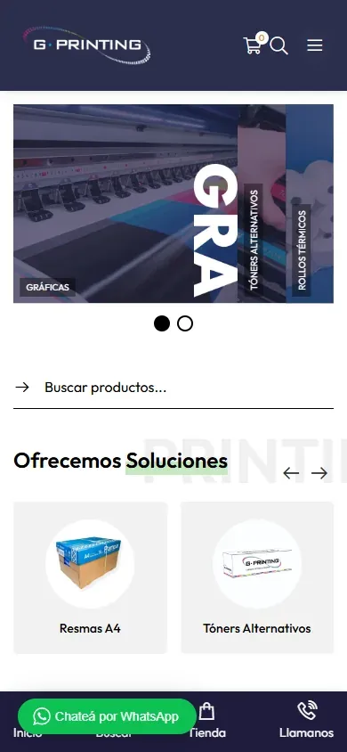 Sitio de Grupo Printing en móvil.