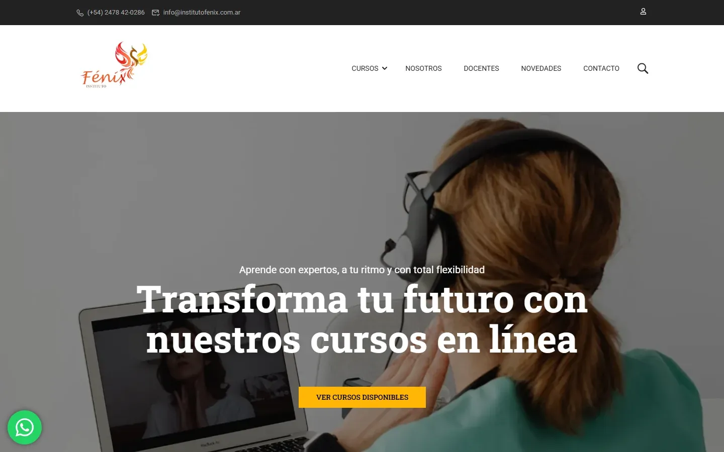 Inicio de Instituto Fénix con su propuesta de cursos online.