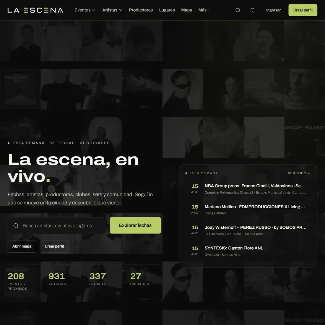 Captura del sitio de La Escena
