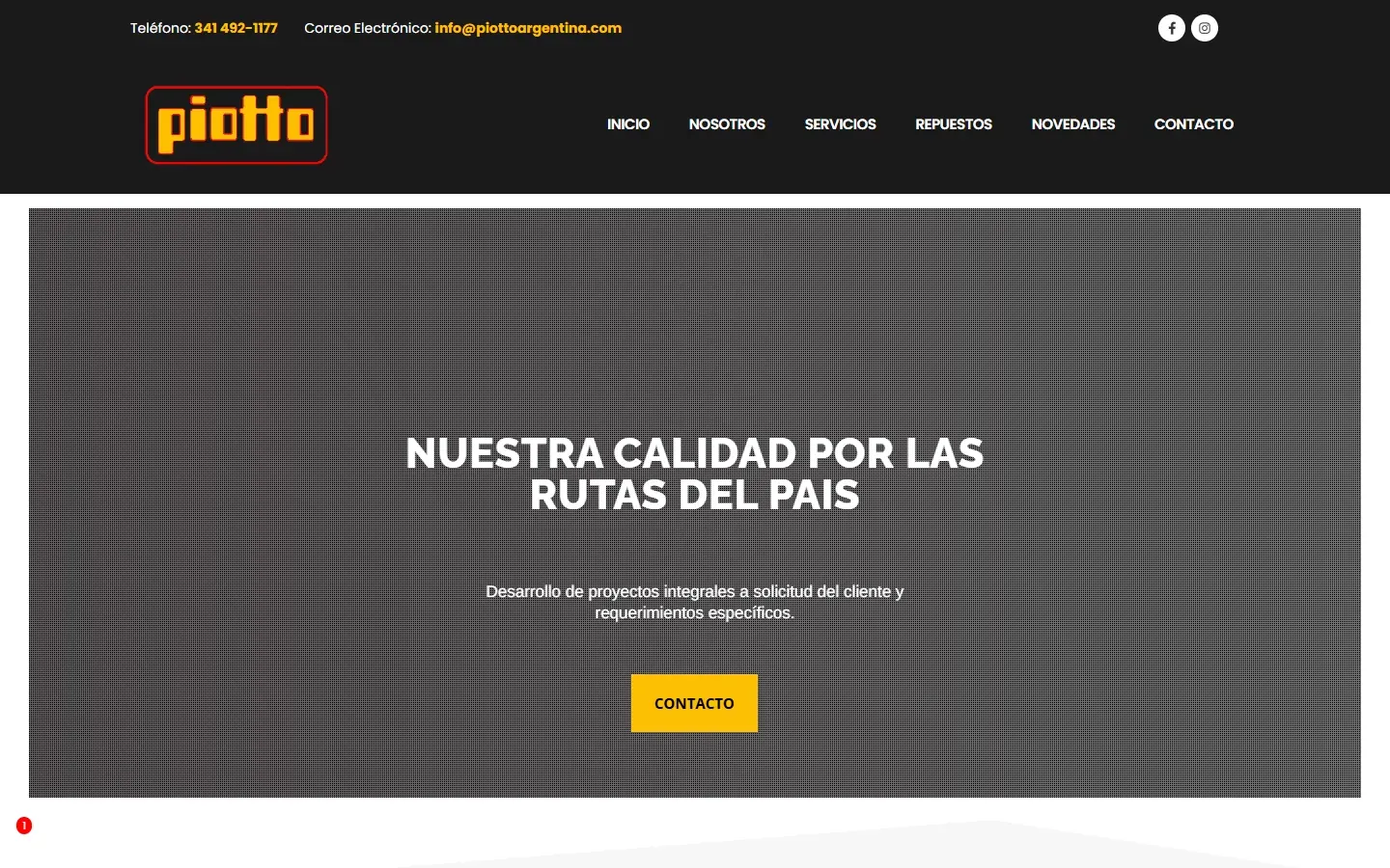 Inicio del sitio industrial de Piotto Argentina.