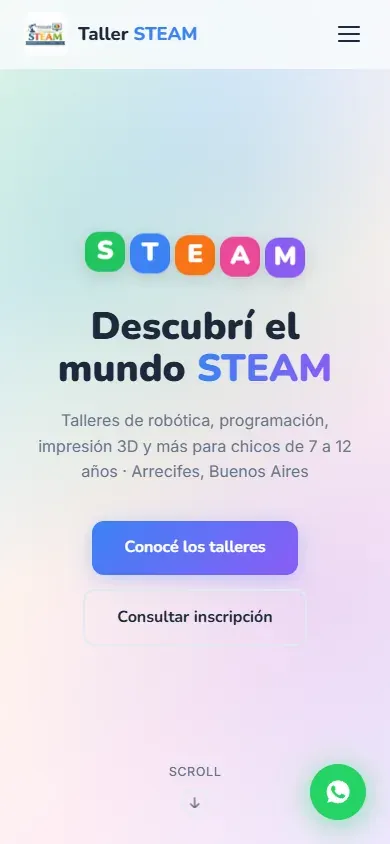 Portada de Taller STEAM en un teléfono.