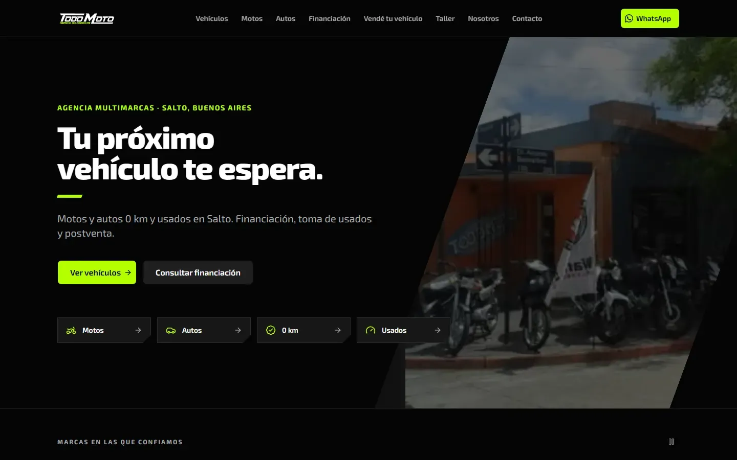 Inicio de Todo Moto con accesos a motos, autos, 0 km y usados.