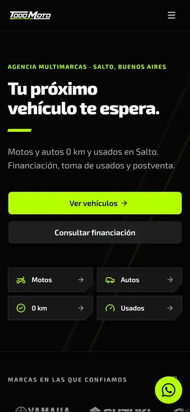 Inicio de Todo Moto visto desde un teléfono.